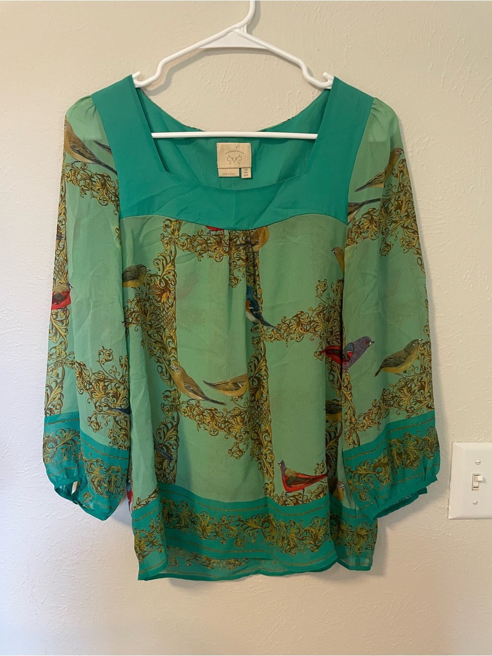 Vanessa Virginia Silk Bird Print Blouse Size 4/S